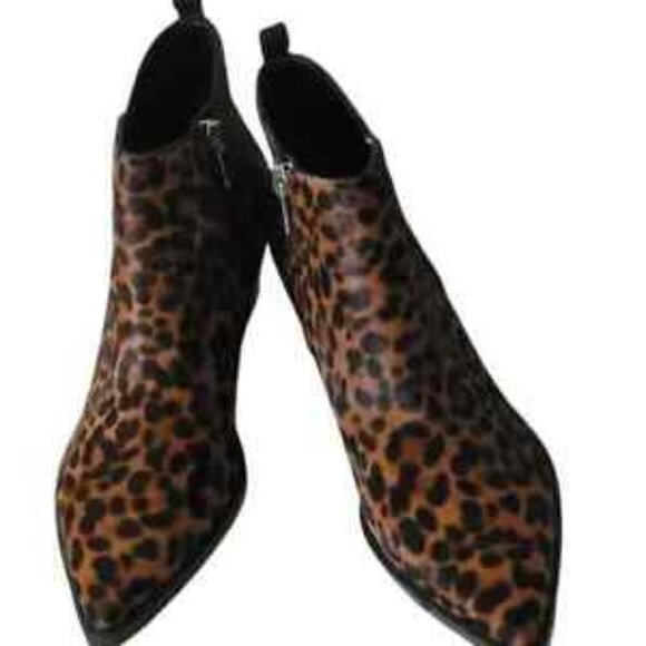 Marc Fisher Obrra Genuine Calf Hair Leather Bootie / Leopard Print - Picture 4 of 9